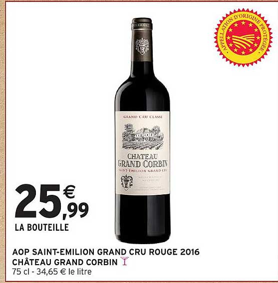AOP SAINT-EMILION GRAND CRU ROUGE 2016 CHÂTEAU GRAND CORBIN
