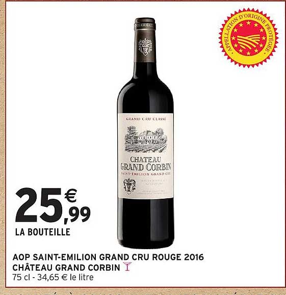 AOP SAINT-EMILION GRAND CRU ROUGE 2016 CHÂTEAU GRAND CORBIN