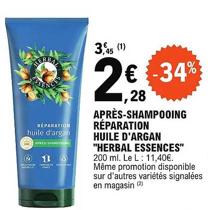 APRÈS-SHAMPOOING RÉPARATION HUILE D'ARGAN "HERBAL ESSENCES"