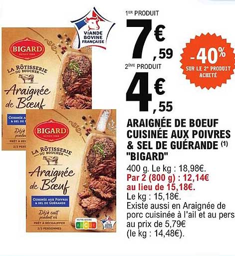 ARAIGNÉE DE BOEUF CUISINÉE AUX POIVRES & SEL DE GUÉRANDE (1) "BIGARD"