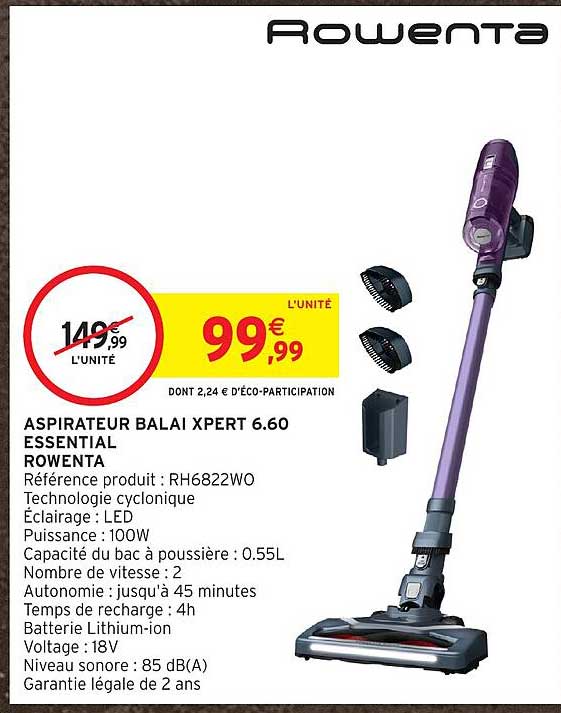ASPIRATEUR BALAI XPERT 6.60 ESSENTIAL ROWENTA