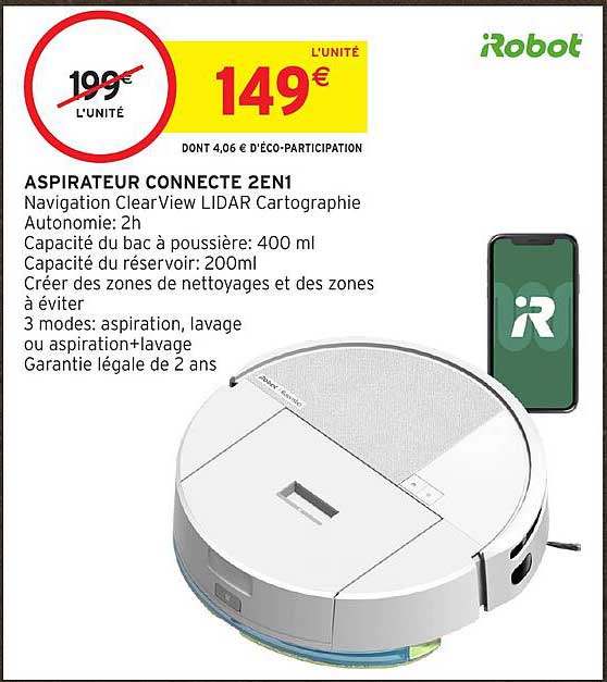 ASPIRATEUR CONNECTE 2EN1