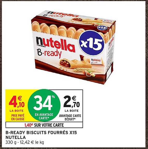 B-READY BISCUITS FOURRÉS X15 NUTELLA