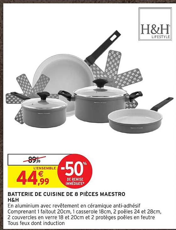 BATTERIE DE CUISINE DE 8 PIÈCES MAESTRO H&H