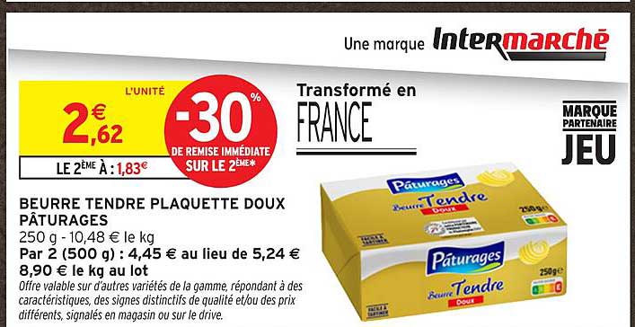 BEURRE TENDRE PLAQUETTE DOUX PÂTURAGES