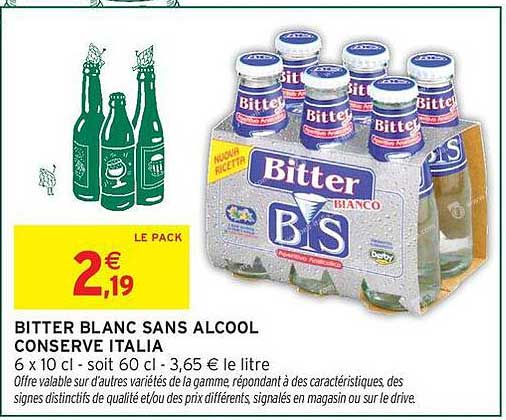 BITTER BLANC SANS ALCOOL CONSERVE ITALIA