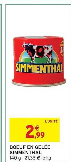 BOEUF EN GELÉE SIMMENTHAL 140 g - 21,36 € le kg