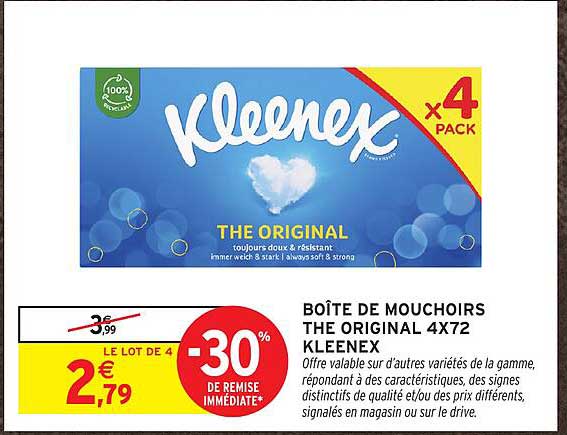 BOÎTE DE MOUCHOIRS THE ORIGINAL 4X72 KLEENEX