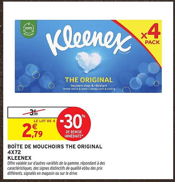BOÎTE DE MOUCHOIRS THE ORIGINAL 4X72 KLEENEX