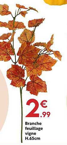 Branche feuillage vigne H.65cm