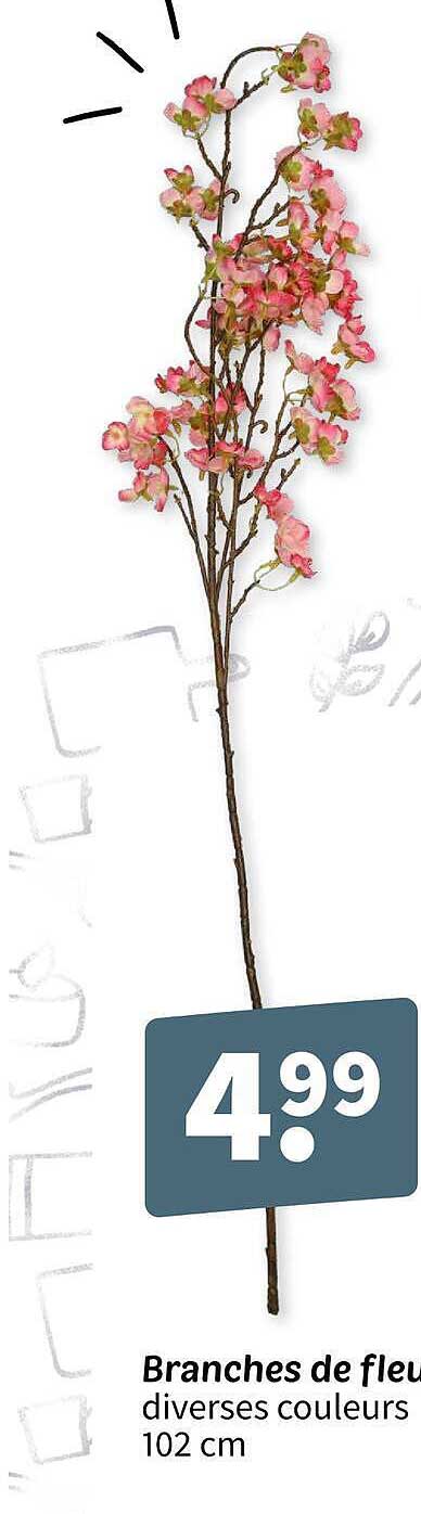 Branches de fleurs diverses couleurs 102 cm
