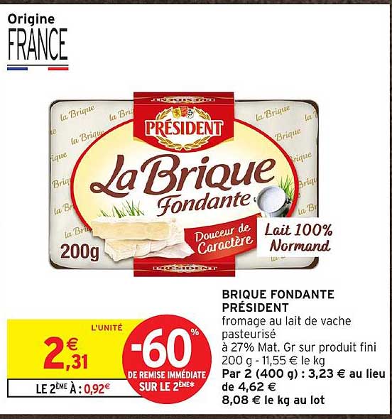 BRIQUE FONDANTE PRÉSIDENT