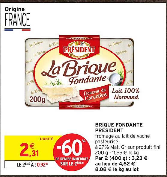 BRIQUE FONDANTE PRÉSIDENT