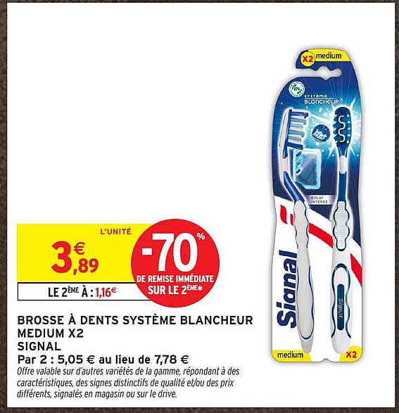 BROSSE A DENTS SYSTEME BLANCHEUR MEDIUM X2 SIGNAL