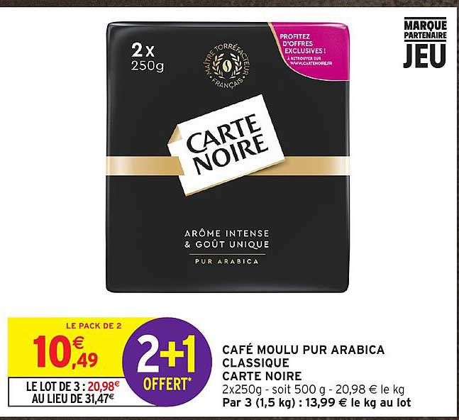 CAFÉ MOULU PUR ARABICA CLASSIQUE CARTE NOIRE