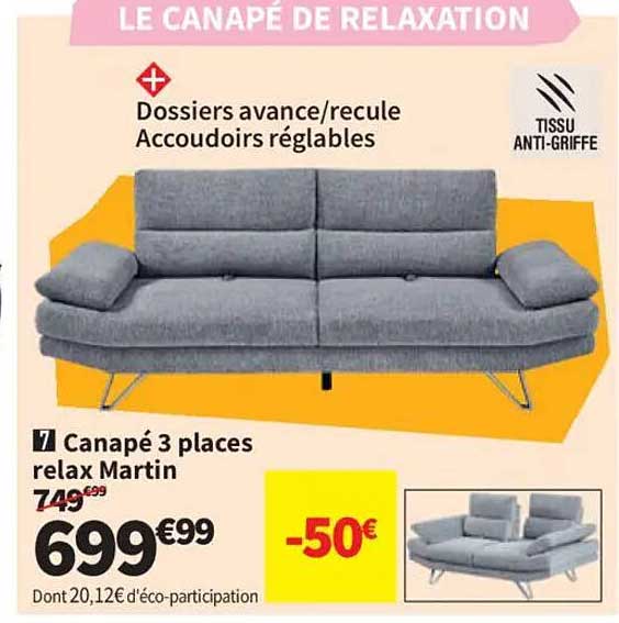 Canapé 3 places relax Martin