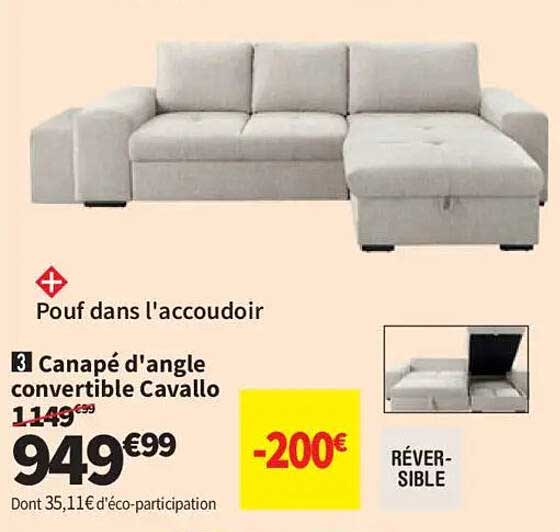 Canapé d'angle convertible Cavallo