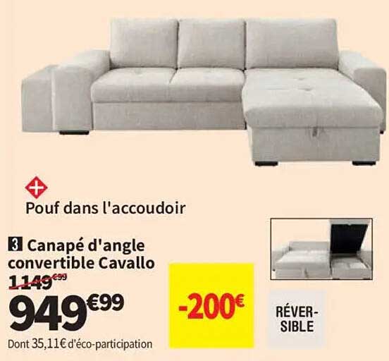 Canapé d'angle convertible Cavallo