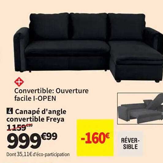 Canapé d'angle convertible Freya