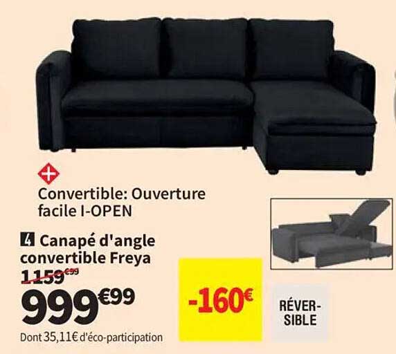 Canapé d'angle convertible Freya