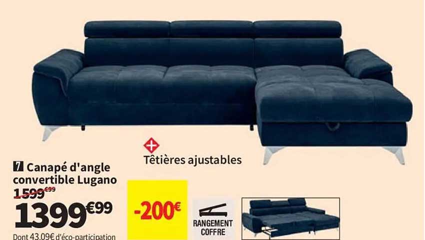 Canapé d'angle convertible Lugano