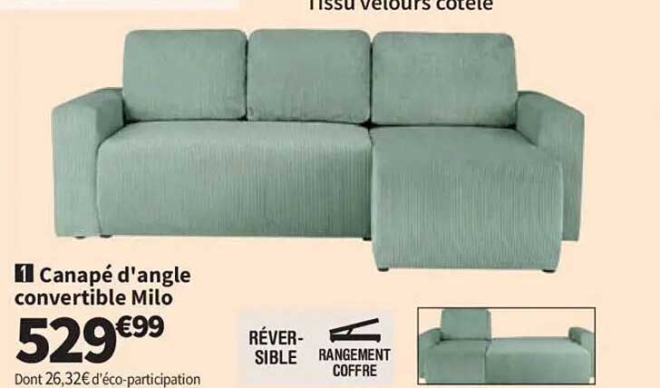 Canapé d'angle convertible Milo