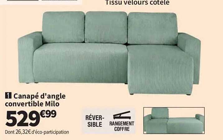 Canapé d'angle convertible Milo