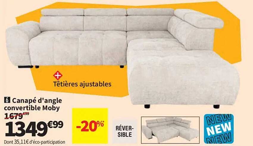 Canapé d'angle convertible Moby