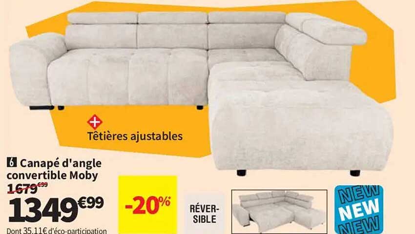 Canapé d'angle convertible Moby