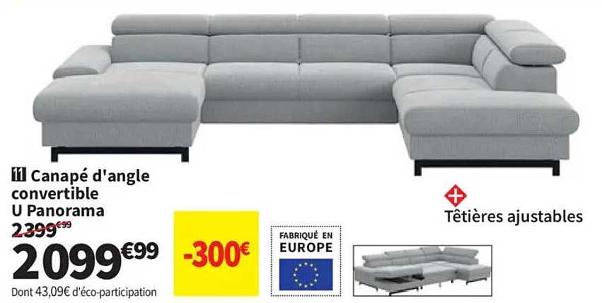 Canapé d'angle convertible U Panorama
