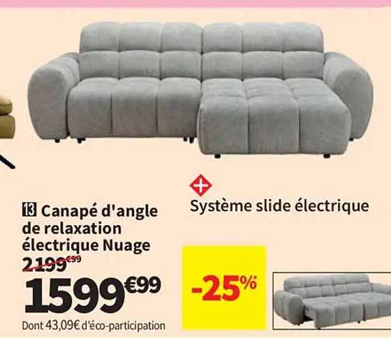 Canapé d'angle de relaxation électrique Nuage