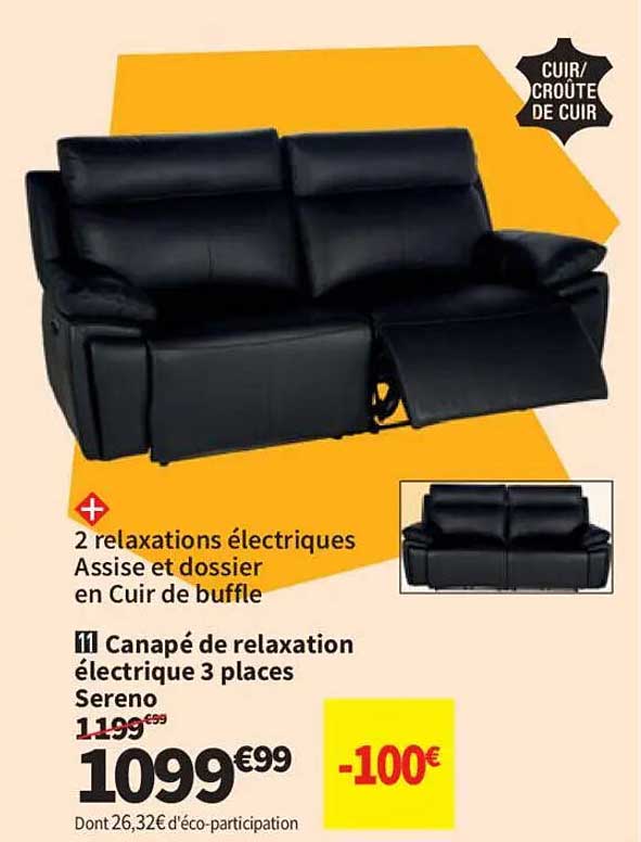 Canapé de relaxation électrique 3 places Sereno