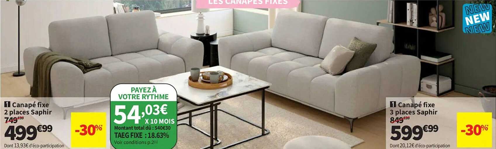 Canapé fixe 2 places Saphir