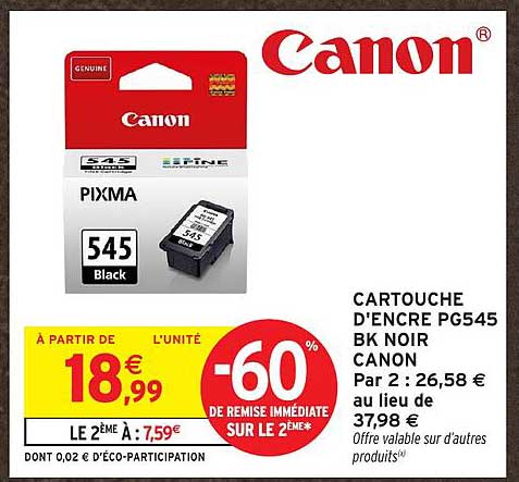 CARTOUCHE D'ENCRE PG545 BK NOIR CANON