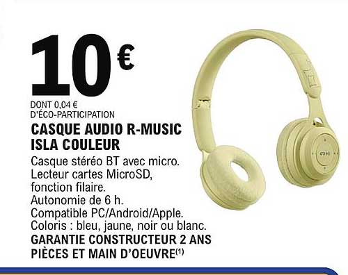 CASQUE AUDIO R-MUSIC ISLA COULEUR