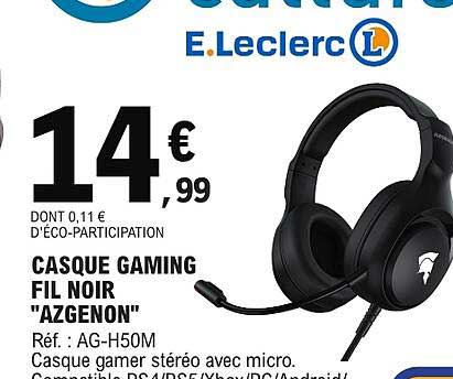 CASQUE GAMING FIL NOIR "AZGENON"