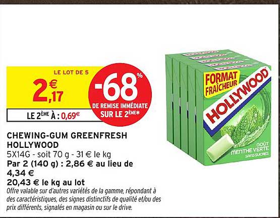CHEWING-GUM GREENFRESH HOLLYWOOD