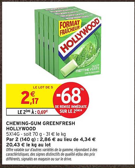 CHEWING-GUM GREENFRESH HOLLYWOOD