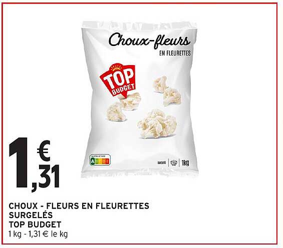 Choux-fleurs en fleurettes surgelés TOP BUDGET