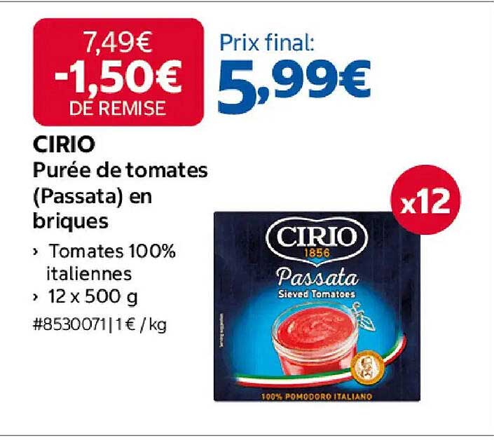 CIRIO Purée de tomates (Passata) en briques