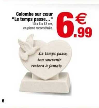 Colombe sur cœur "Le temps passe..."