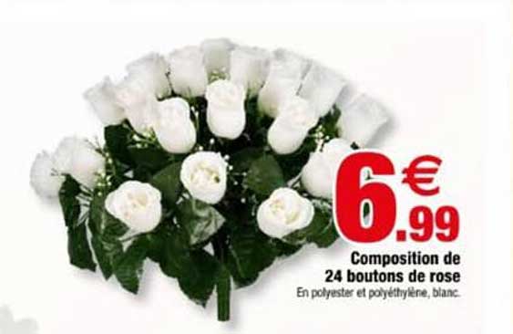 Composition de 24 boutons de rose