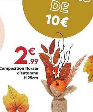 Composition florale d'automne H.25cm