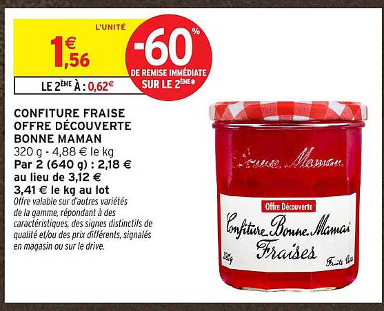 CONFITURE FRAISE OFFRE DÉCOUVERTE BONNE MAMAN