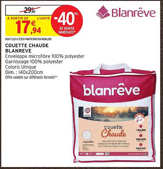 COUETTE CHAUDE BLANREVE