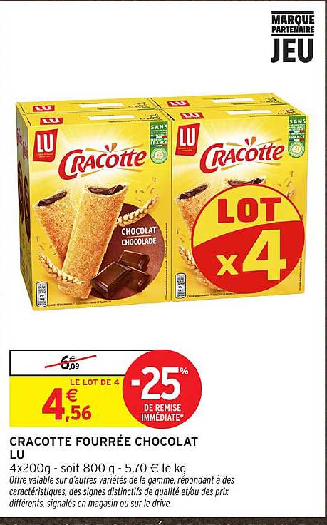 CRACOTTE FOURRÉE CHOCOLAT LU
