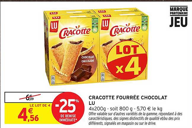 CRACOTTE FOURRÉE CHOCOLAT LU