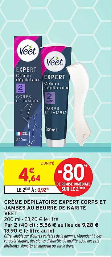 CRÈME DÉPILATOIRE EXPERT CORPS ET JAMBES AU BEURRE DE KARITÉ VEET
