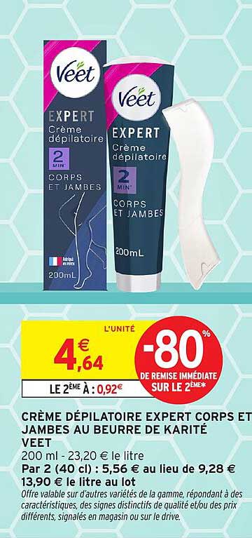 CRÈME DÉPILATOIRE EXPERT CORPS ET JAMBES AU BEURRE DE KARITÉ VEET