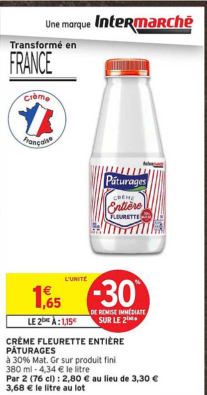 CRÈME FLEURETTE ENTIÈRE PÂTURAGES